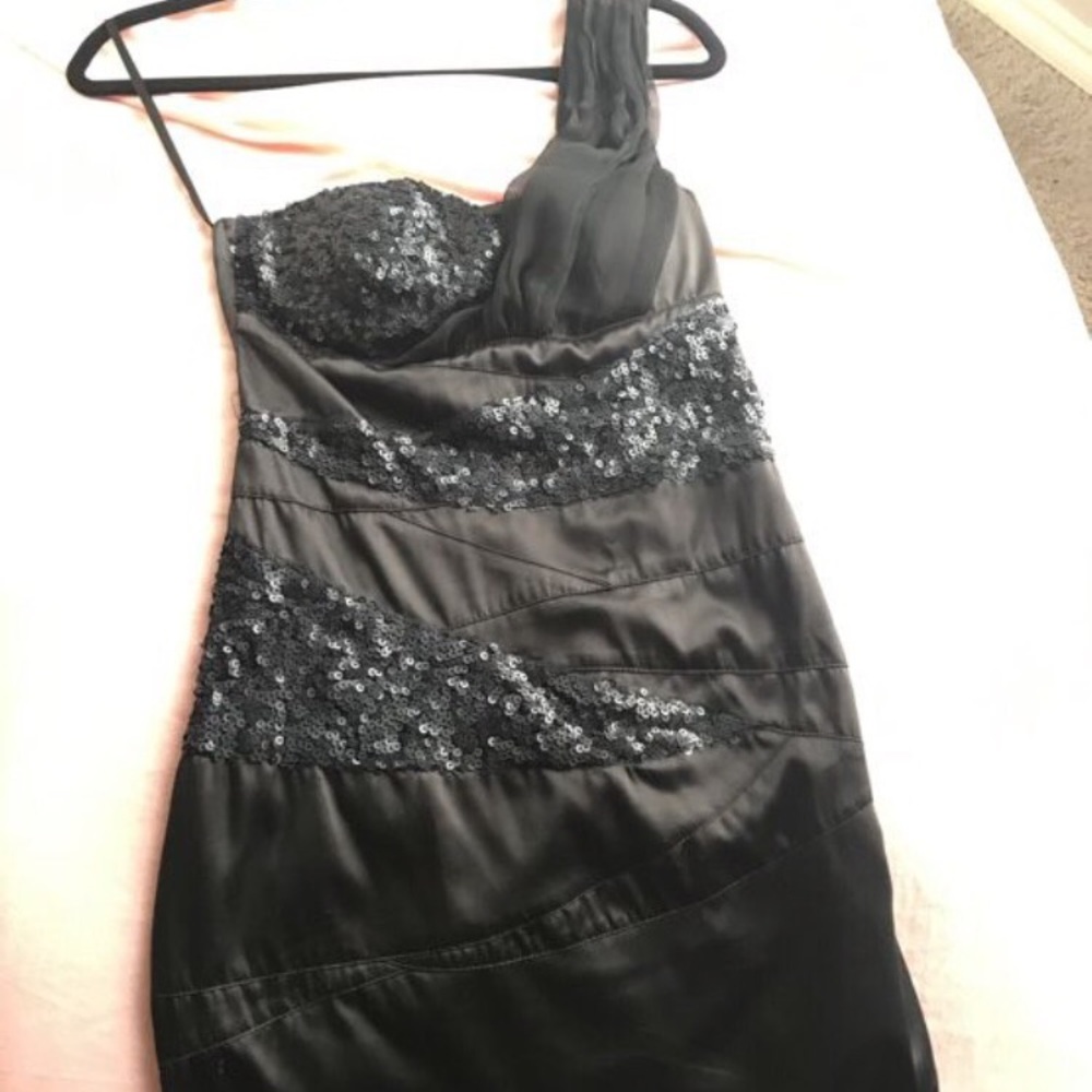 Little black satin dress